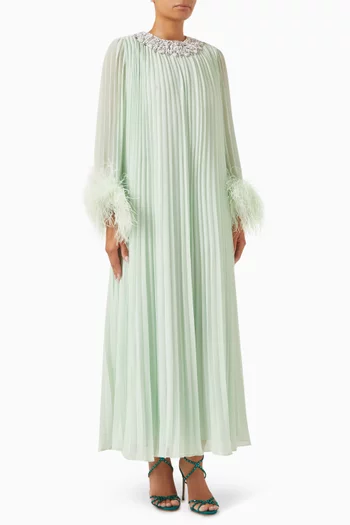 Feather-trim Dress in Chiffon