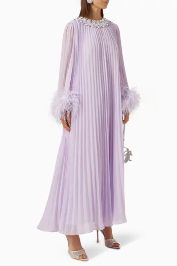 Feather-trim Dress in Chiffon