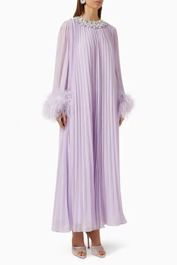 Feather-trim Dress in Chiffon