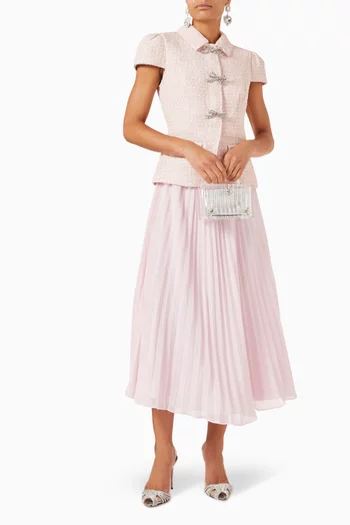 Diamanté-bow Dress in Bouclé
