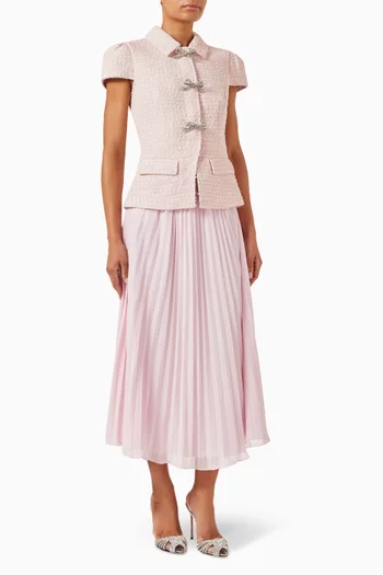 Diamanté-bow Dress in Bouclé