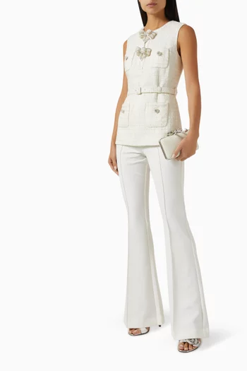 Bow Jumpsuit in Bouclé & Crepe