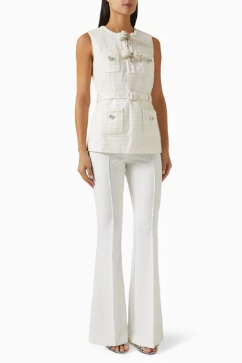 Bow Jumpsuit in Bouclé & Crepe