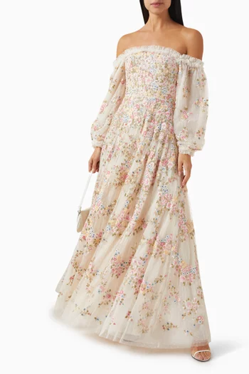 Lunaria Wreath Off-shoulder Gown