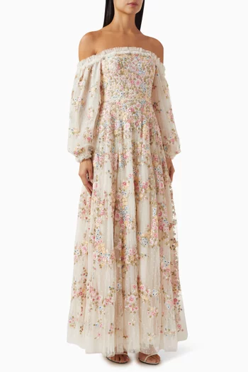 Lunaria Wreath Off-shoulder Gown