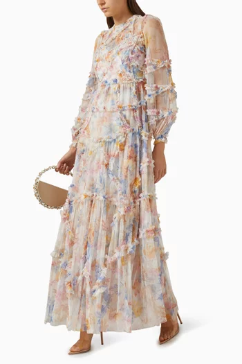 Mariannes Floral Diamond Ruffle Gown