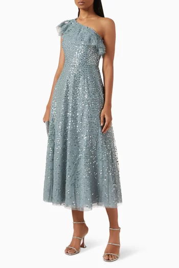 Dappled Sequin One-shoulder Ballerina Dress in Tulle