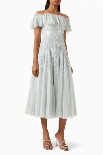 Dappled Sequin Off-shoulder Ballerina Dress in Tulle