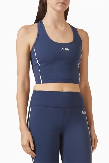 بلوزة رانر رياضية بلا أكمام بشعار الماركة