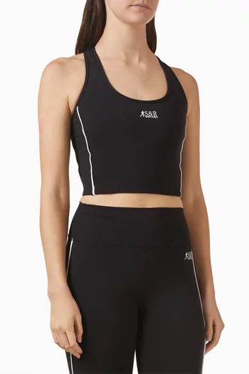 بلوزة رانر رياضية بلا أكمام بشعار الماركة