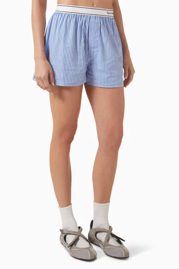 Serif Logo Oxford Boxer Shorts in Cotton