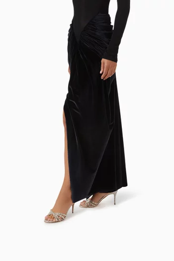 حذاء تيكيلا مفتوح من الخلف بكعب 75 مم جلد بنقشة جلد التنين