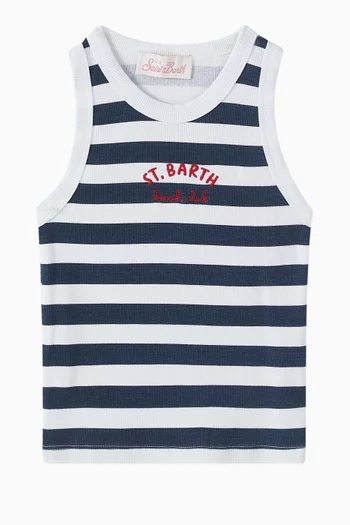 Stripe Rib-knit Tank Top in Cotton