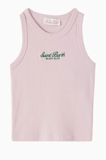 Logo Rib-knit Tank Top in Cotton
