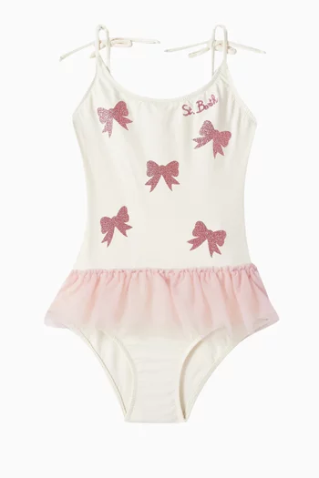 Glittered Bow One-piece Swimsuit