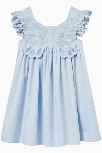 Butterfly-applique Dress in Cotton-poplin