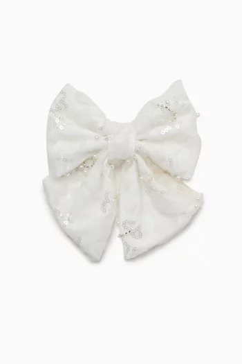 Sequin Bow Hair Clip in Tulle