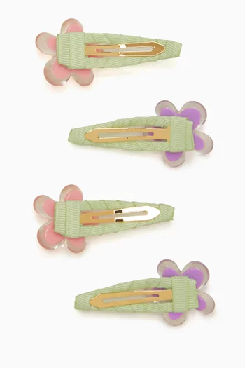 Flower Pearl Clip, Set of 4 in Satin