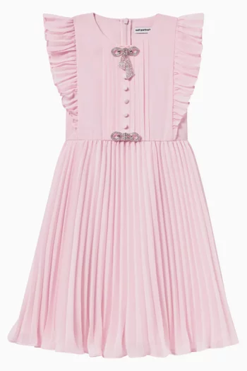 Pleated Bow Dress in Chiffon