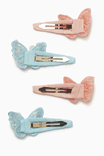 Sequin Butterfly Hair Clips, Set of 4 in Satin