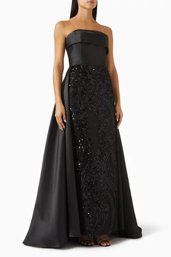 Sequin-embellished Strapless Gown