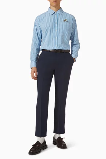 قميص بيرس بتطريز غصن زيتون قطن