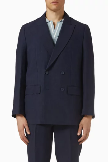 Tailored Double-breasted Blazer in Linen