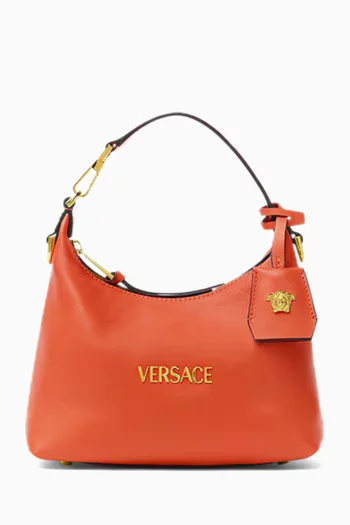 Medusa Tag Hobo Bag in Leather