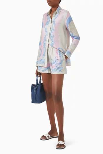 Medusa Cameo Shorts in Silk Twill