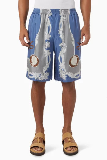 Medusa Cameo Shorts in Silk-twill