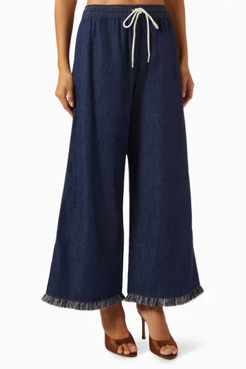 Rhiannon Fringe Pants in Denim
