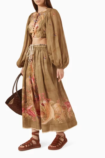 Ascension Midi Skirt in Linen
