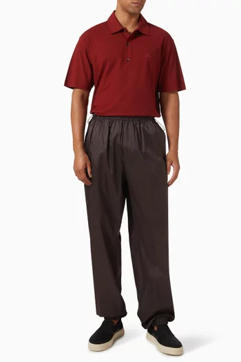 Drawstring Jogger Pants in Coated Crinkled Silk