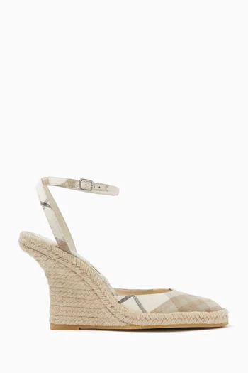 Mews 90 Espadrille Sandals in Check Canvas