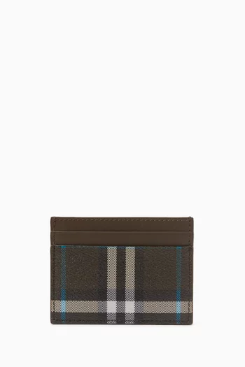 Check Card Case in Coated-canvas & Leather