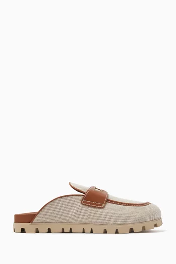 Logo Mules in Canvas & Leather