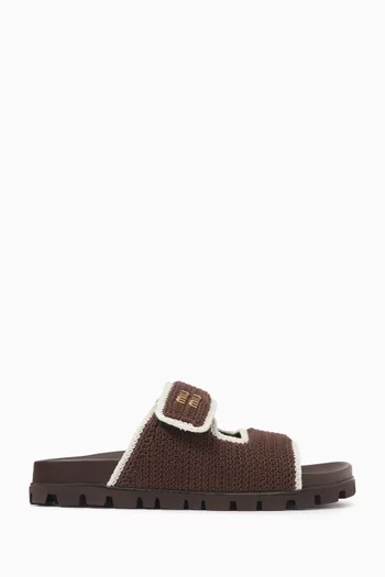 Crochet Knit Slides in Cotton