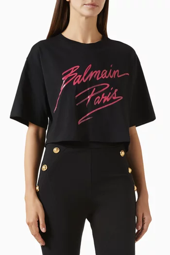 Logo Cropped T-shirt in Cotton