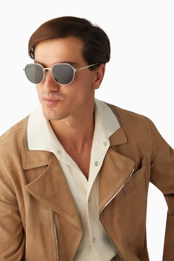 Oval Clip-on Sunglasses in Metal