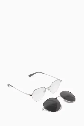 Oval Clip-on Sunglasses in Metal