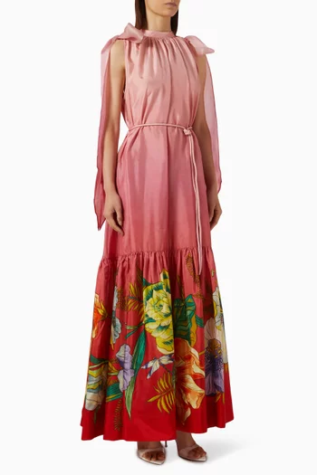 Inez Printed Gown iln Silk