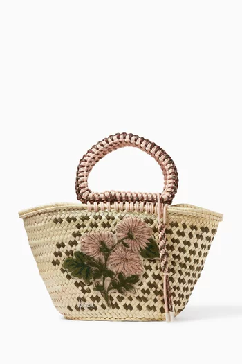 Sage Midi Basket Tote in Straw
