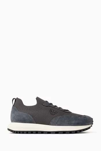 Low-top Sneakers in Suede & Mesh