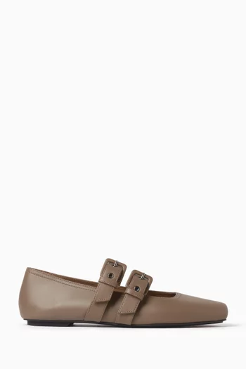 Square-toe Ballet Flats in Nappa Leather