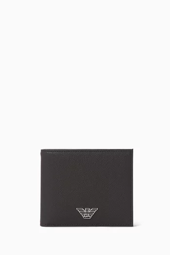 Logo Bifold Wallet in Saffiano Leather
