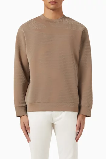 سويت شيرت بشعار الماركة بملمس بارز مزيج قطن