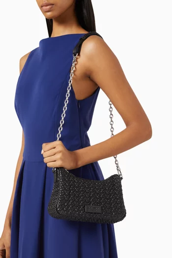 Baguette Shoulder Bag in Embossed Faux Leather