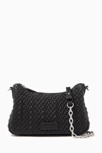 Baguette Shoulder Bag in Embossed Faux Leather