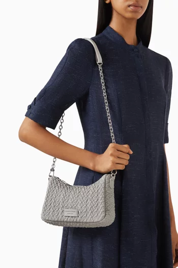 Baguette Shoulder Bag in Embossed Faux Leather