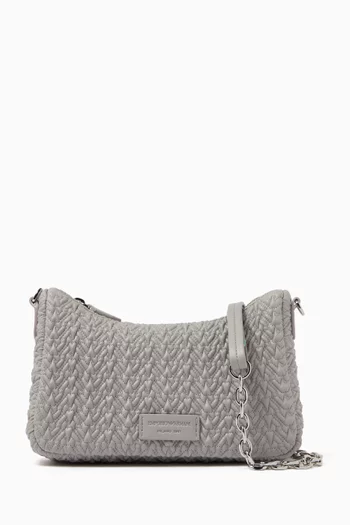 Baguette Shoulder Bag in Embossed Faux Leather